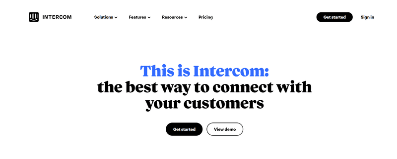 Intercom homepage