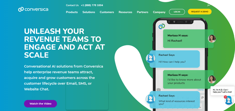 AI Based Software Conversica Home Page