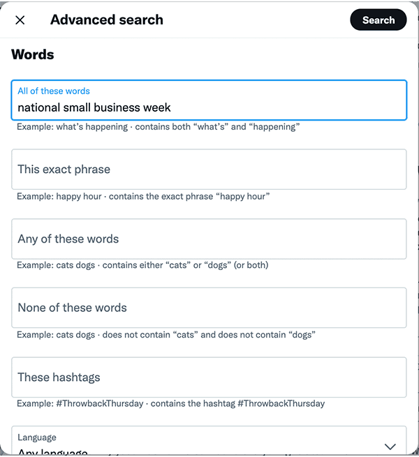 Twitter Advanced Search 