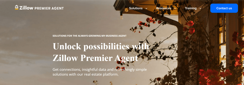 Zillow Premier Agent homepage