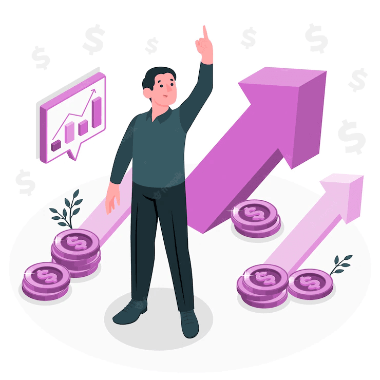 Man pointing business growth with the scalable feature of sales cadence.